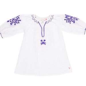 Pink Chicken- Girls Ava Coverup Dress in Gardenia White Embroidery